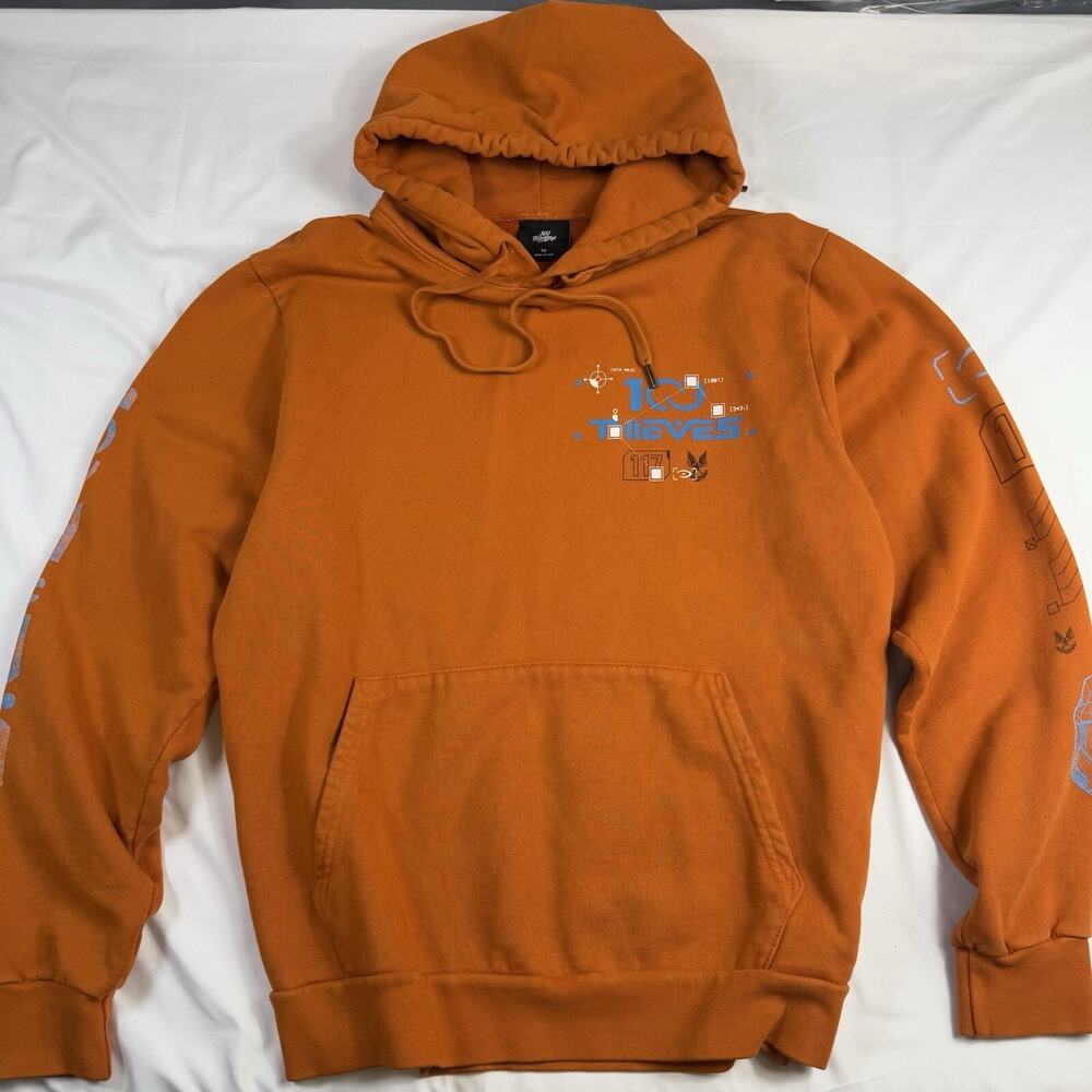 100 Thieves X Halo Hoodie Mens M Black Energy Sword Limited Edition Rare Orange